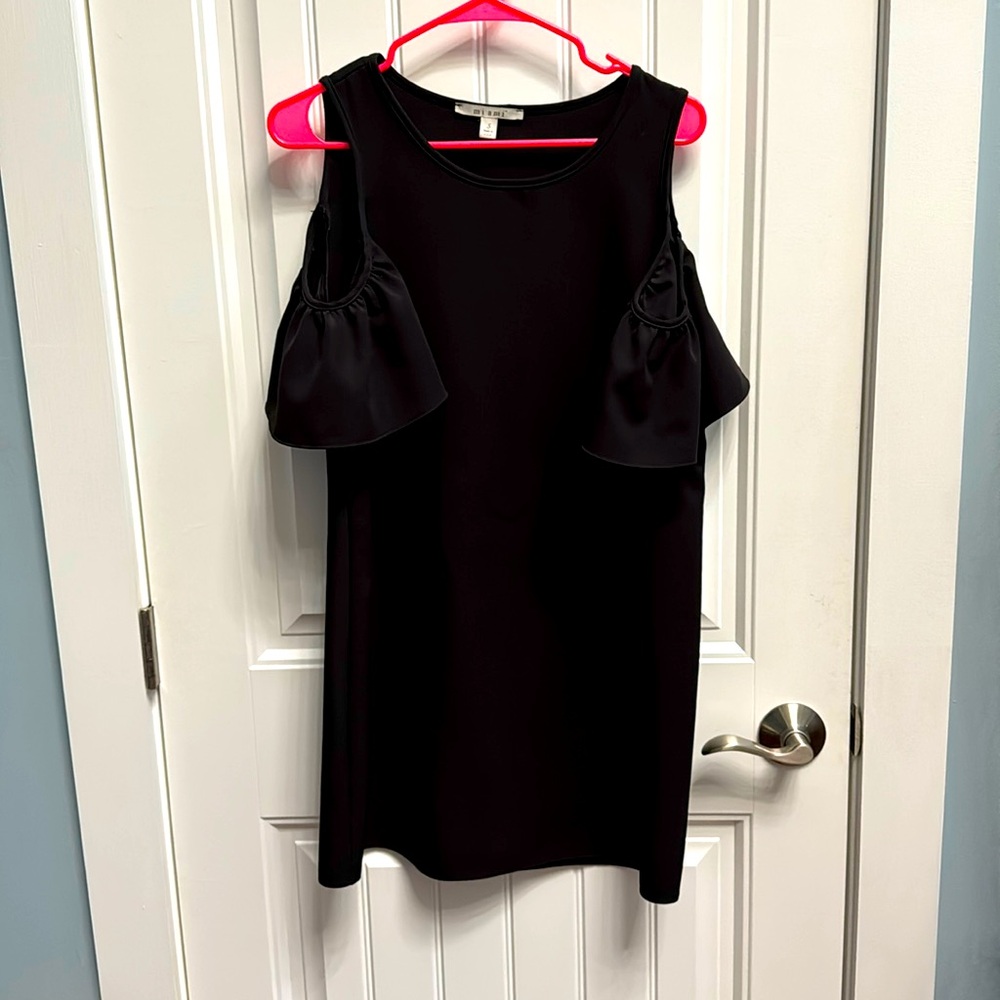 Black cold shoulder dress